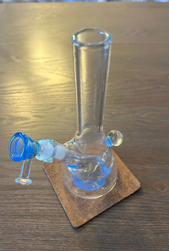 10mm Clear Mini Bong Blue Honeycomb - GiggleGlass