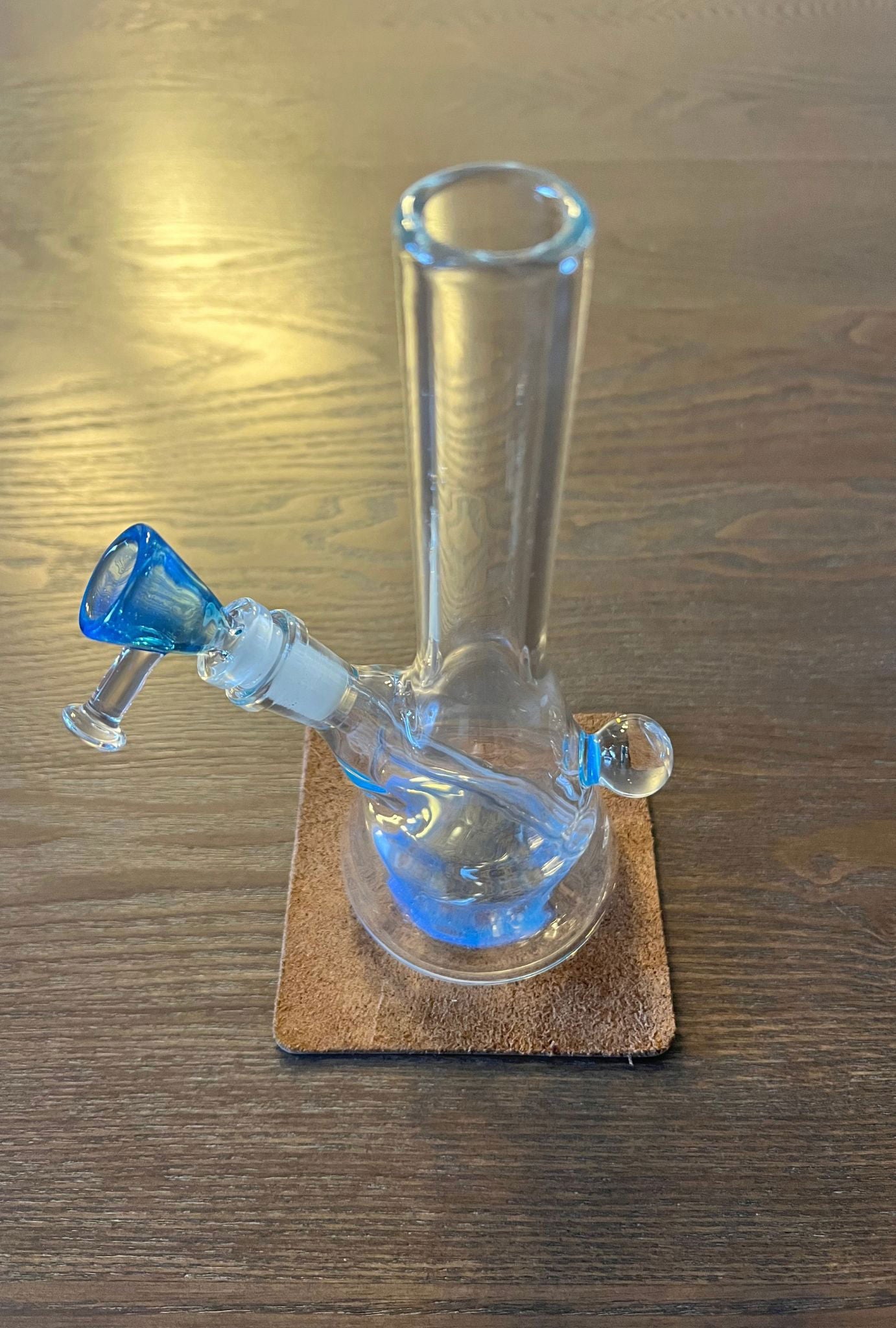 10mm Clear Mini Bong Blue Honeycomb - GiggleGlass