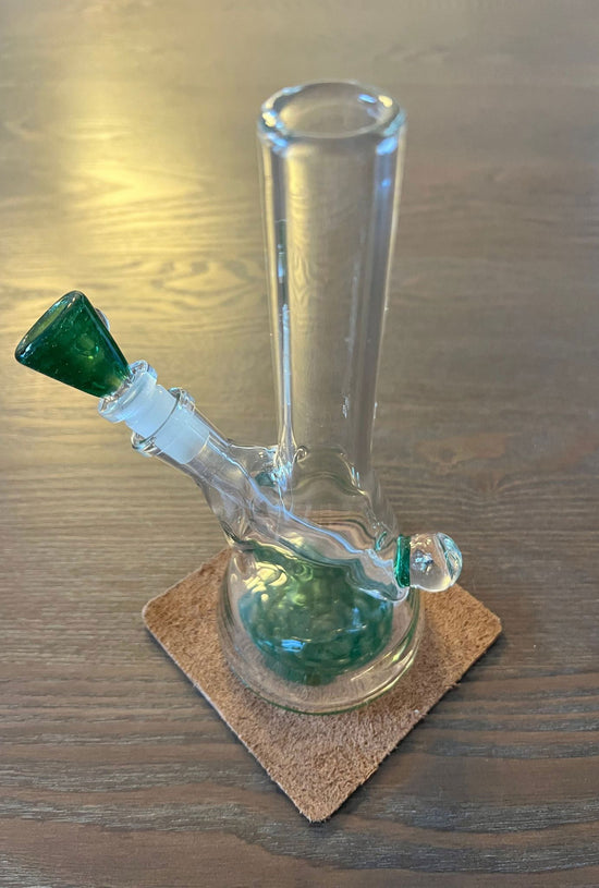 10mm Clear Mini Bong Green Honeycomb - GiggleGlass