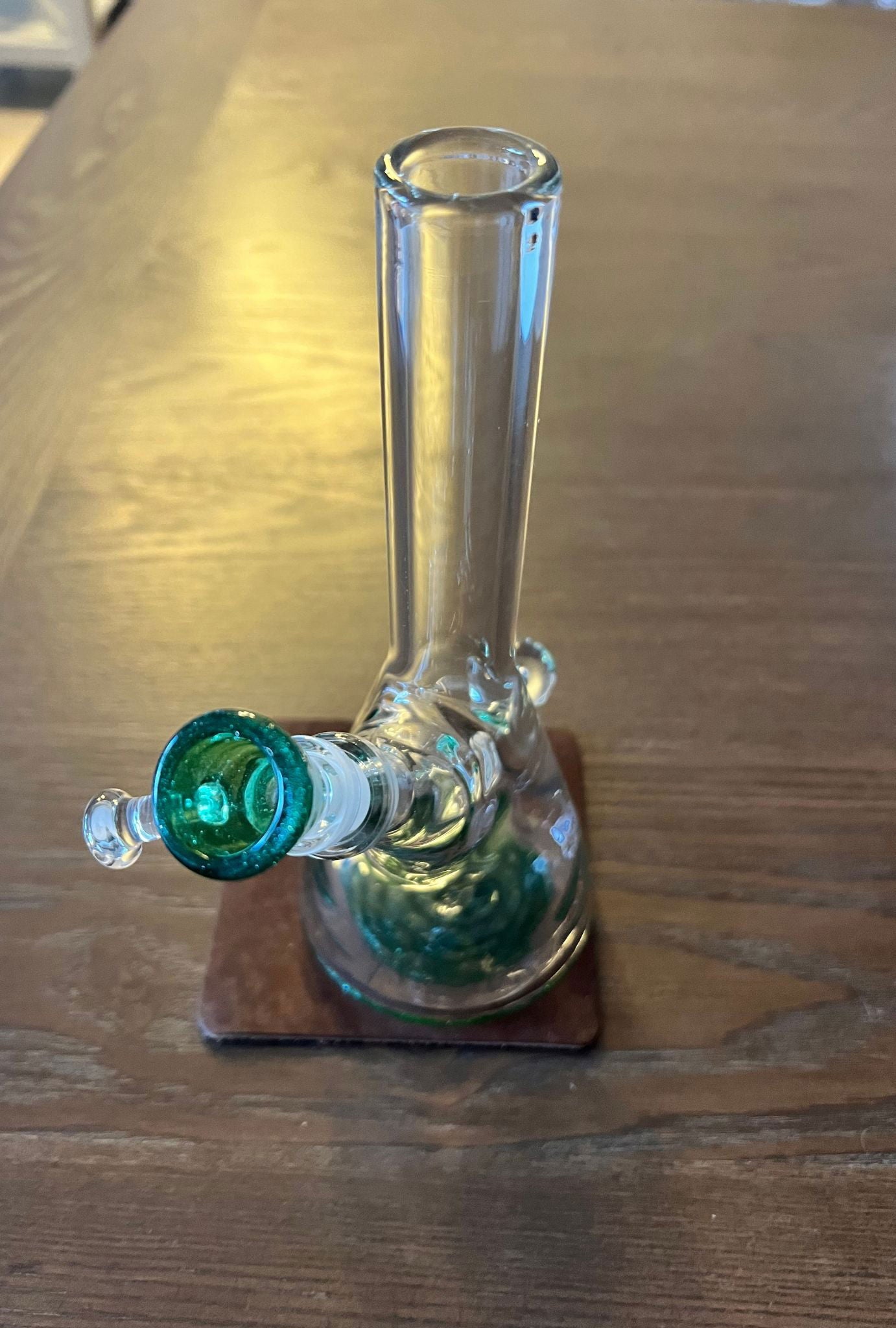 10mm Clear Mini Bong Green Honeycomb - GiggleGlass