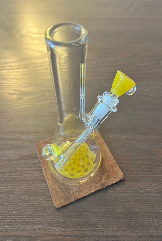 10mm Clear Mini Bong Yellow Honeycomb - GiggleGlass