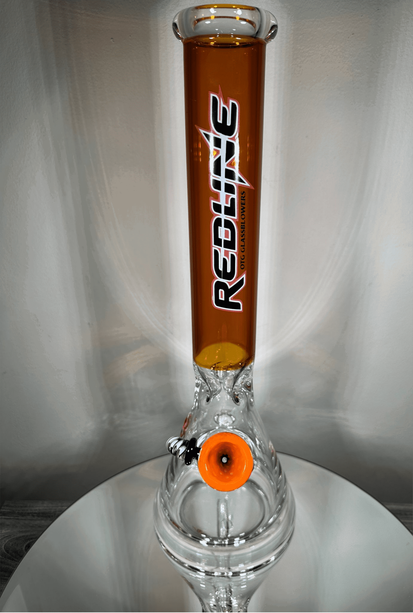 16” Redline Amber Beaker Bong with LED - GiggleGlass