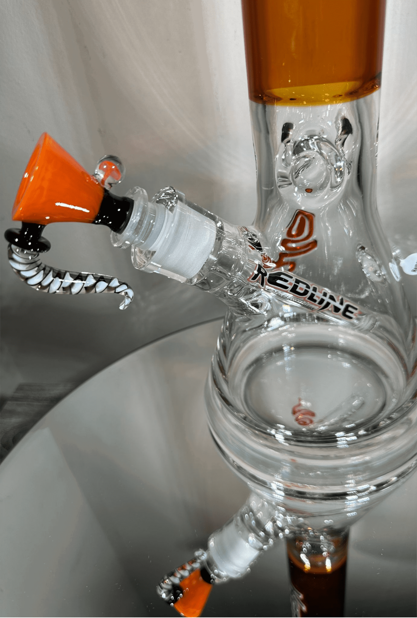 16” Redline Amber Beaker Bong with LED - GiggleGlass