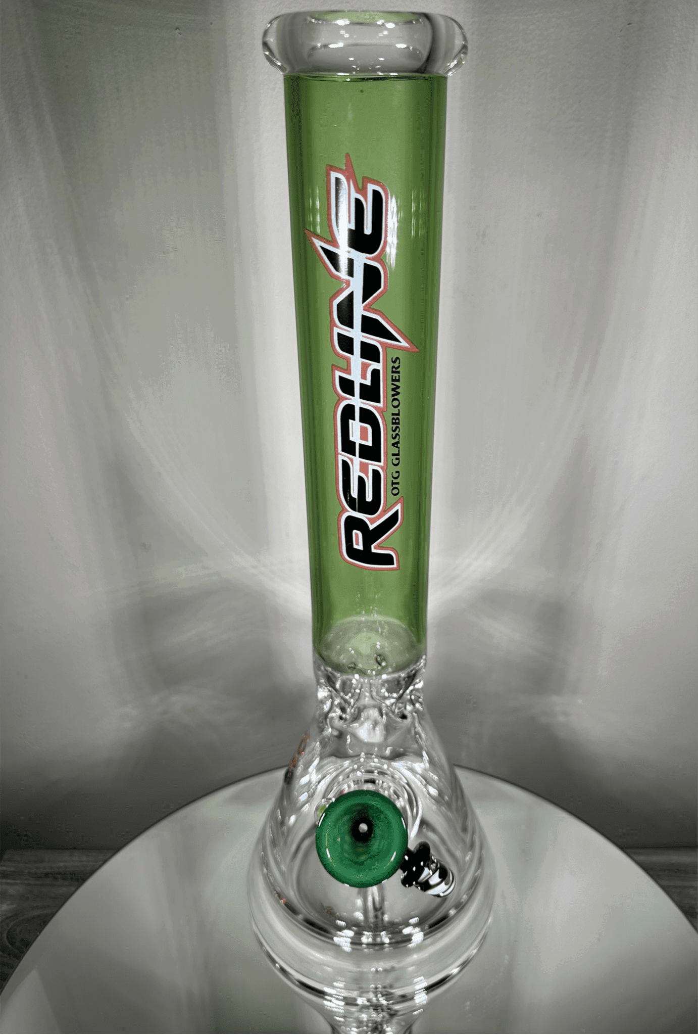 16” Redline Cobalt Green Beaker Bong with LED - GiggleGlass