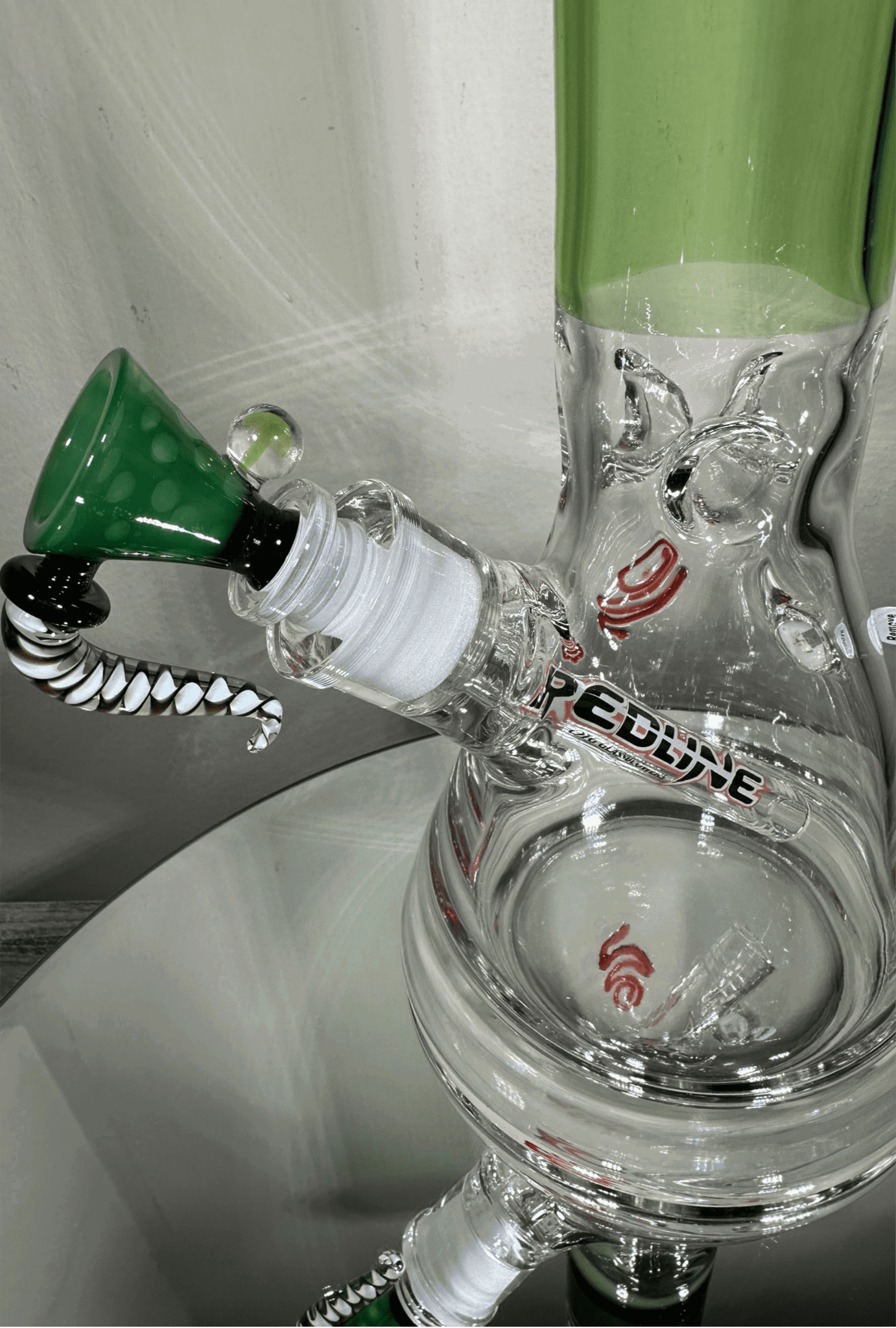 16” Redline Cobalt Green Beaker Bong with LED - GiggleGlass