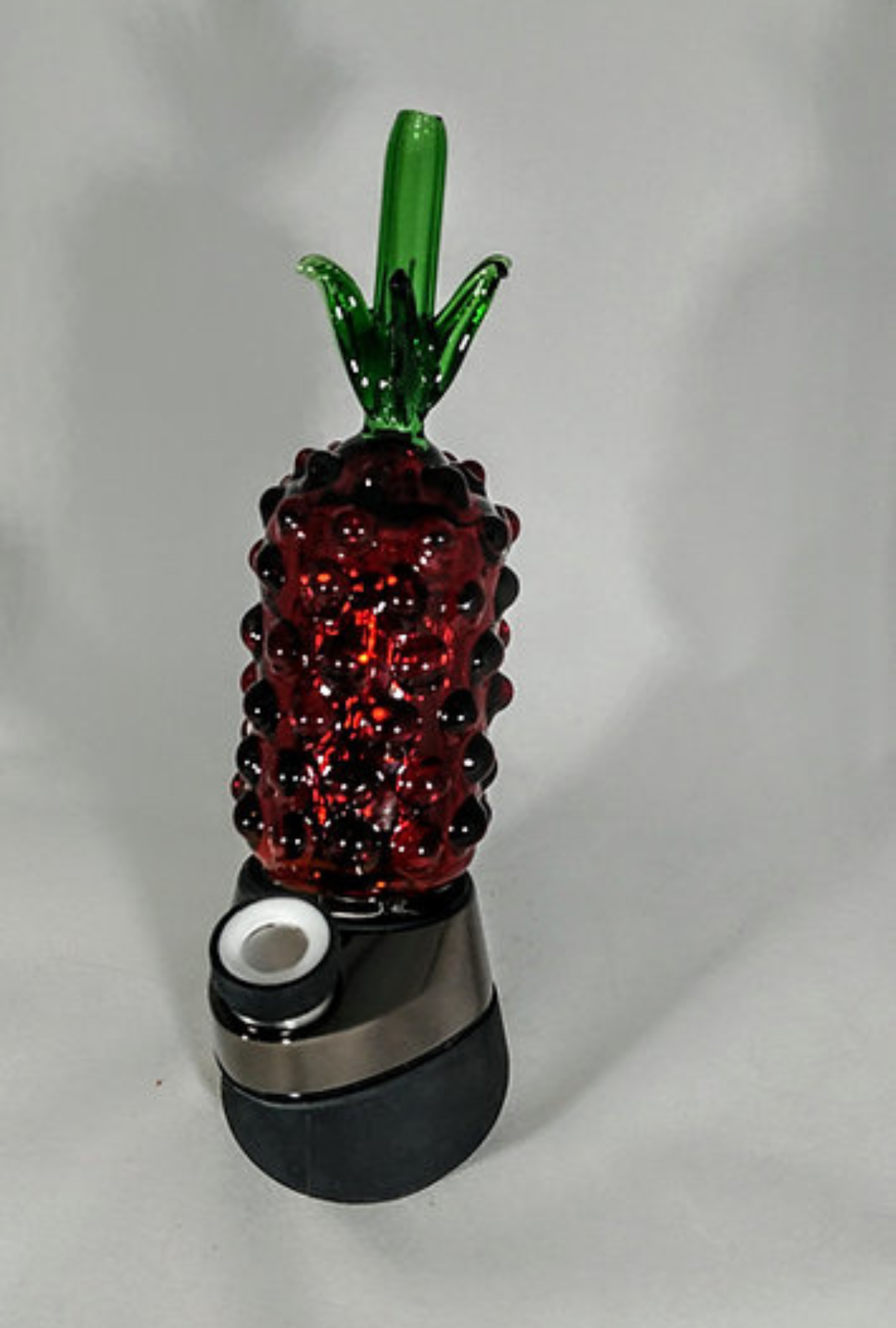 Amber Pineapple Puffco Attachment with LED - GiggleGlass