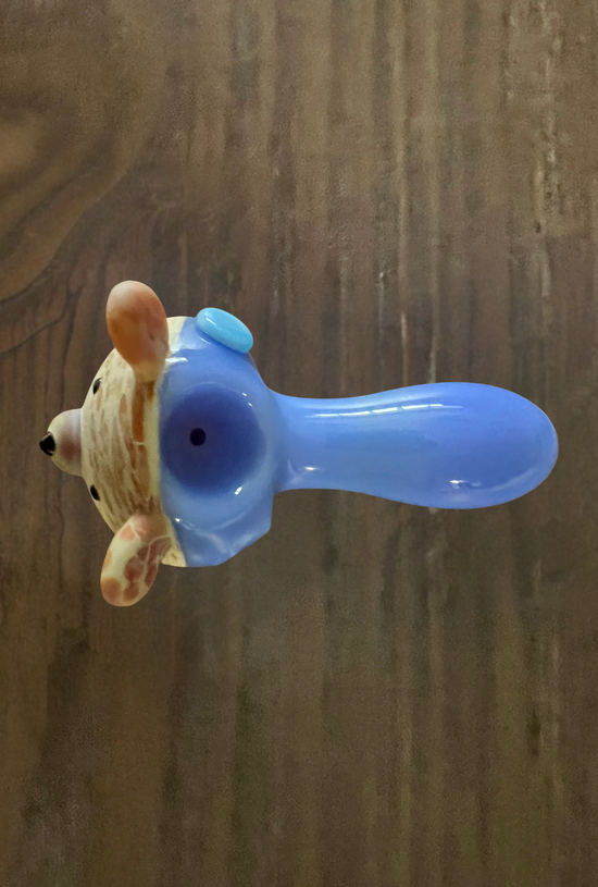 Bear with Lime Bow Tie Hand Pipe - GiggleGlass