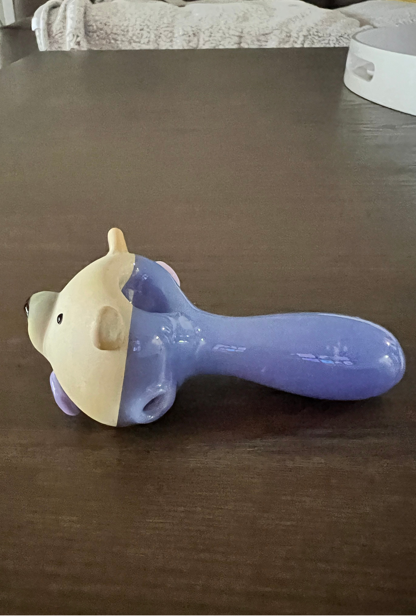 Bear with Purple Bow Tie Hand Pipe - GiggleGlass