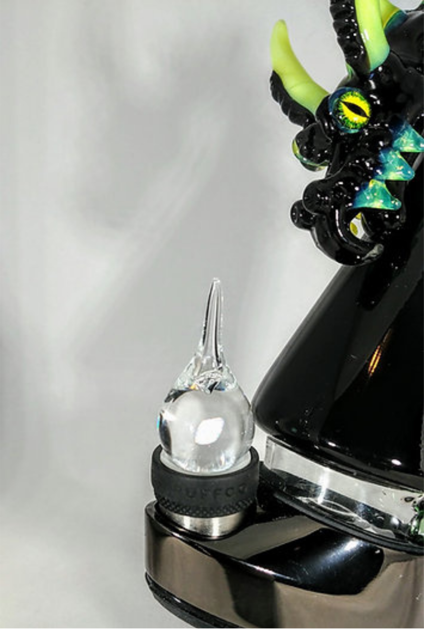 Black Dragon Puffco Attachment with LED - GiggleGlass