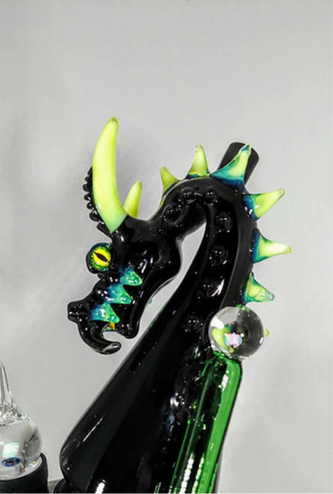 Black Dragon Puffco Attachment with LED - GiggleGlass