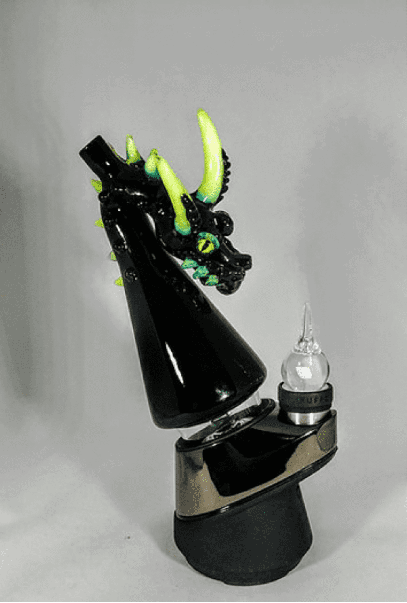 Black Dragon Puffco Attachment with LED - GiggleGlass