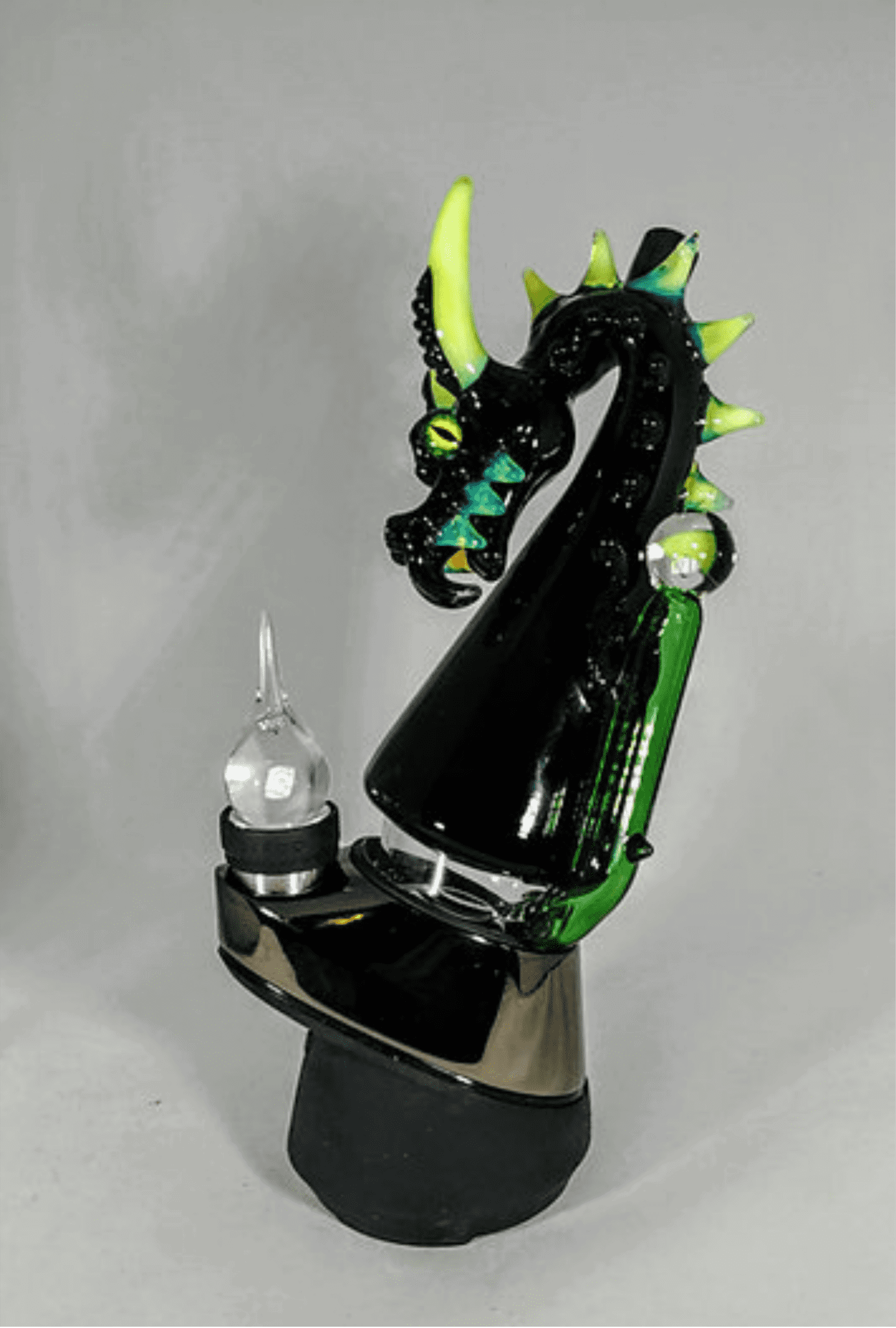 Black Dragon Puffco Attachment with LED - GiggleGlass