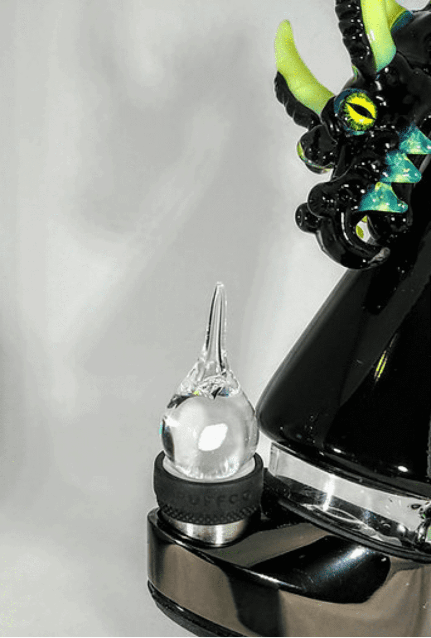 Black Dragon Puffco Attachment with LED - GiggleGlass