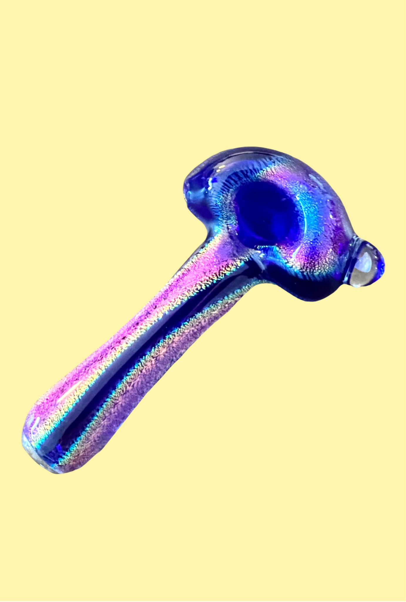 Blue & Purple Crushed Opal Dichro Hand Pipe - GiggleGlass