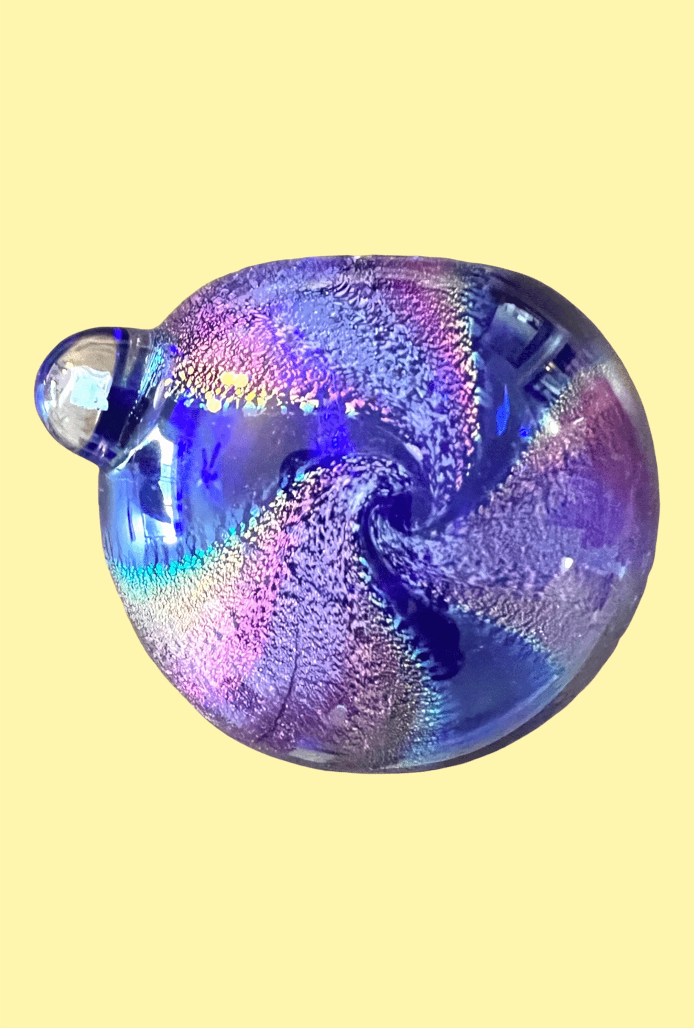 Blue & Purple Crushed Opal Dichro Hand Pipe - GiggleGlass