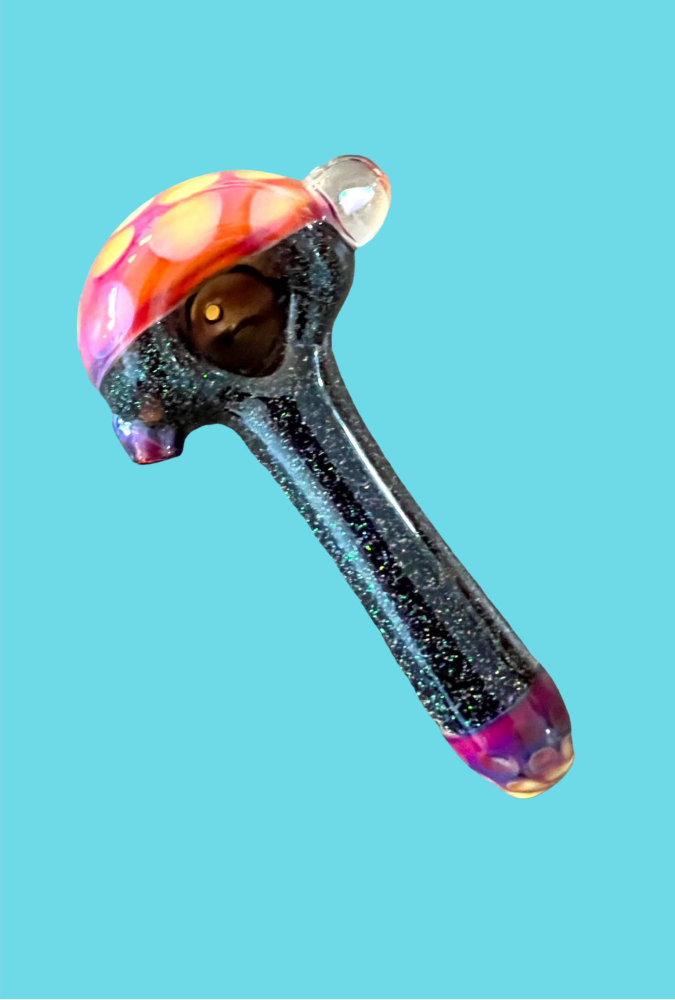 Dark Green Mushroom Dichro Hand Pipe - GiggleGlass