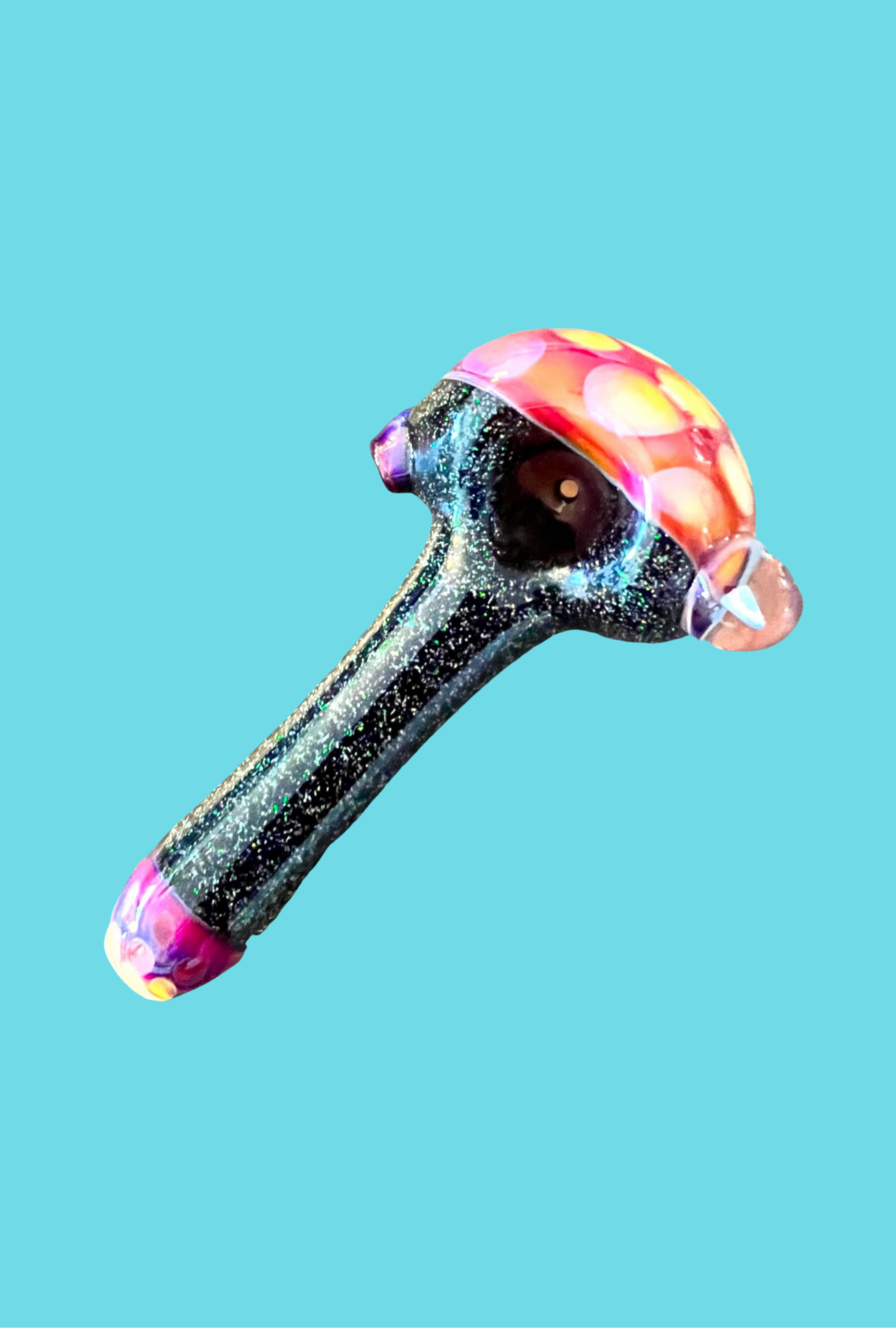 Dark Green Mushroom Dichro Hand Pipe - GiggleGlass