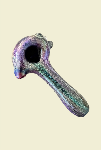 Green & Purple Crushed Opal Dichro Hand Pipe - GiggleGlass