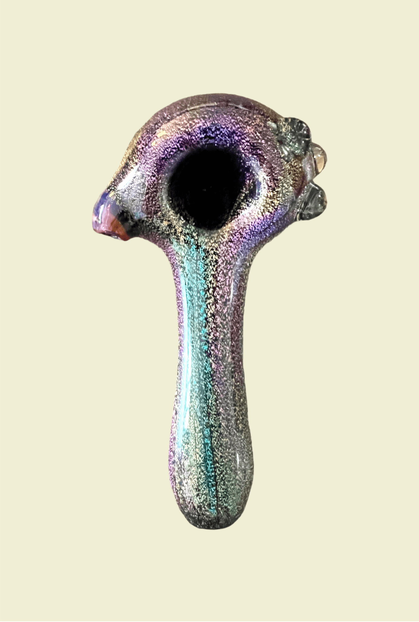 Green & Purple Crushed Opal Dichro Hand Pipe - GiggleGlass