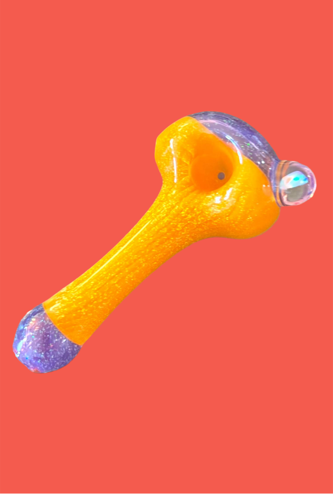 Orange Cream Crushed Opal Dichro Hand Pipe - GiggleGlass