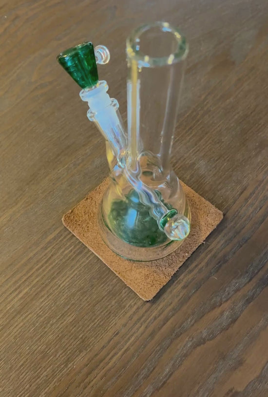 10mm Clear Mini Bong Green Honeycomb